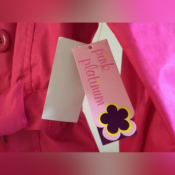 Girls Pink Platinum Pink Jacket Belted Trench Coat - Ruffles Bows - Size 6X - Picture 6 of 6